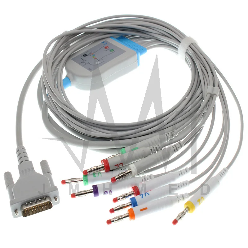 Compatible with Schiller AT1/2/4 Biomedica P80 Mortara ELI 250 150 EKG Monitor 10 Lead ECG Cable,Snap/Banana/Din/Clip/Animal VET