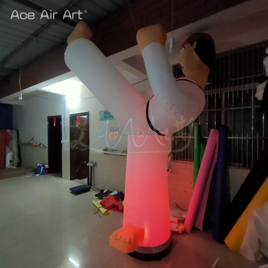 

3 m H Inflatable Karate Model Taekwon Airblown Cartoon Kick Man with Led Light Base for Advertising/Promotion