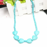 fashion diy synthetic calaite 6mm round beads heart shape shape pendant unique design women chain jewellery necklace 18inch my51