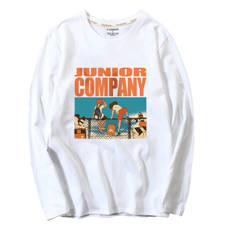 Футболка с длинным рукавом Мужская Уличная брендовая одежда круглый вырез Плюс