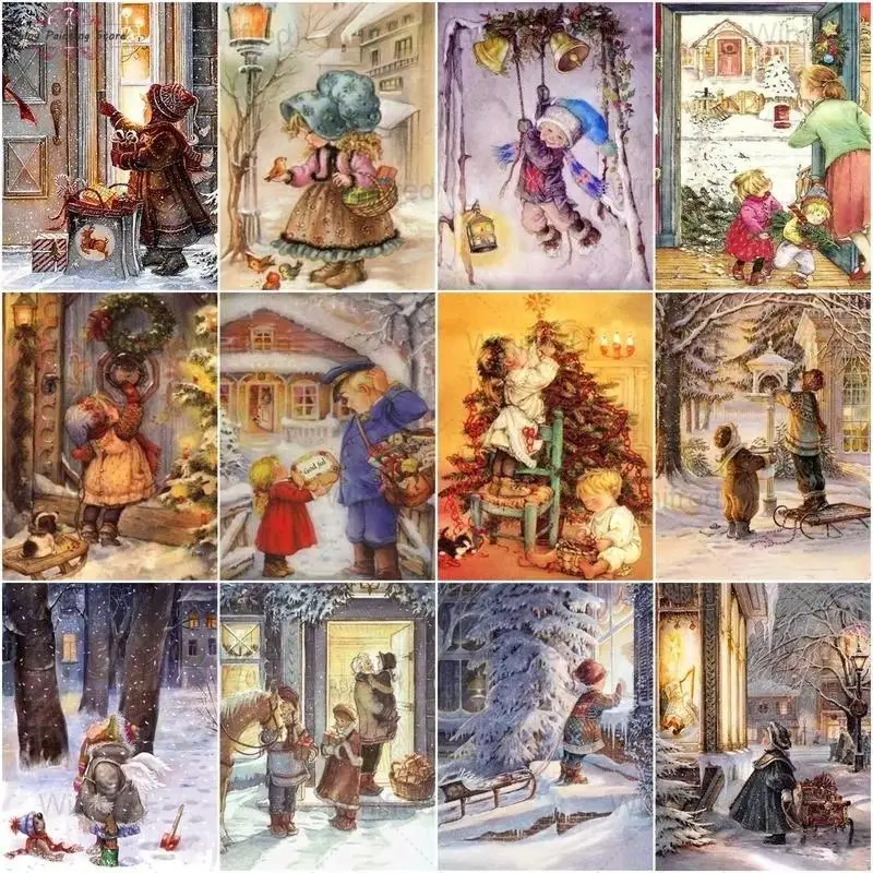 

5D Diamond Painting Full Diamond Embroidery Cartoon Children Portrait Snow Scenery Rhinestone Picture Handmade Home Decoration