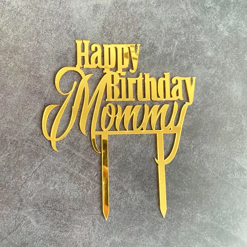 Новинка с днем рождения акриловый торт для мамы папы золотой зеркальный Topper