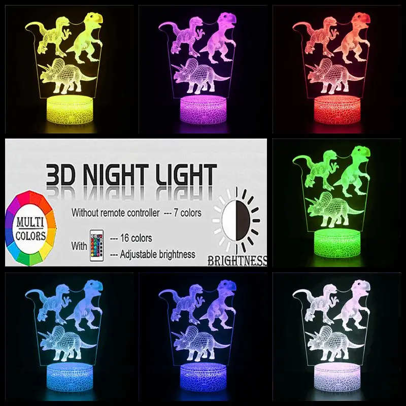 Акриловый ночник в стиле аниме 3D стерео для головы динозавра логотип икона