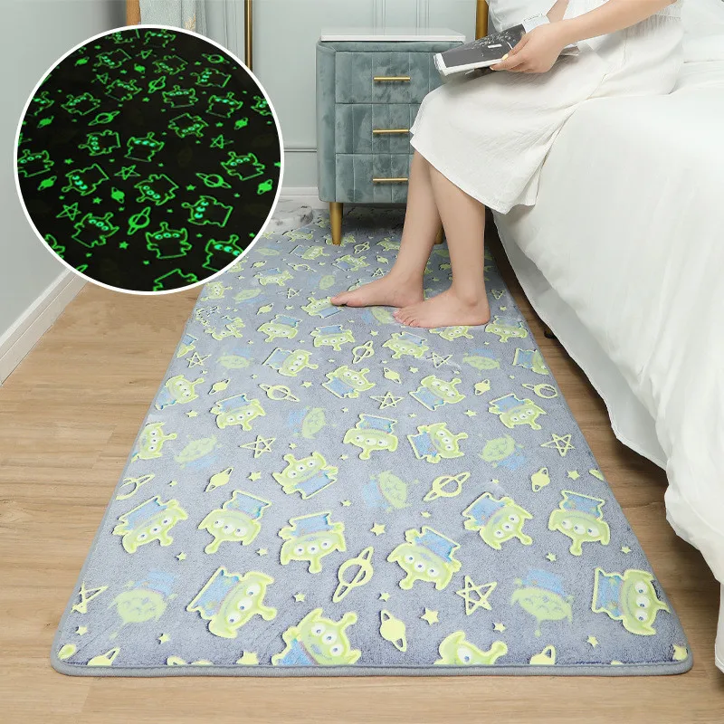 

Modern Living Room Carpet Kitchen Mat Luminous Fluffy Anti-slip Bedroom Floor Area Rug Gray Stars Soft Kids Bedside Rug Doormat