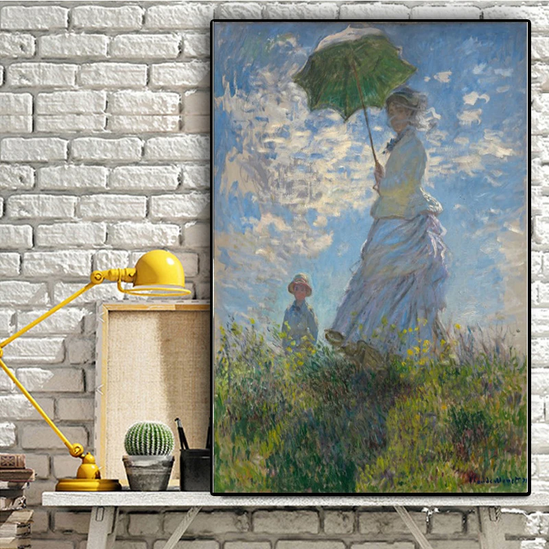

Classical Woman with A Parasol By Monet Posters and Prints Wall Art Canvas Painting Wall Art Pictures for Living Room No Frame