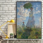 Классическая женщина с зонтиком от Моне, плакаты и принты, настенная живопись, настенные картины для гостиной без рамки