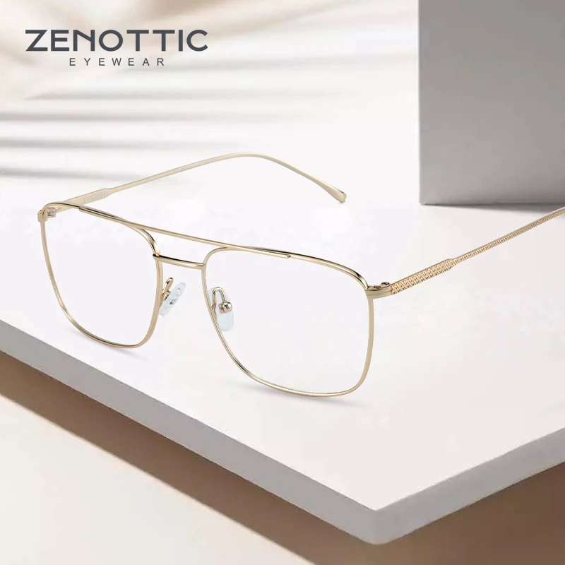 ZENOTTIC чистые титановые оптические оправы для очков мужчин большие двойные