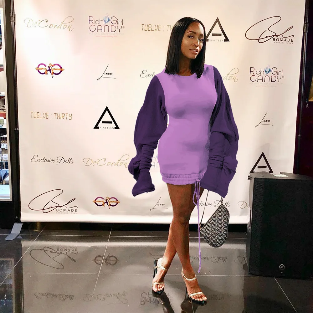 Платье-свитшот женское с рюшами и длинным рукавом | Женская одежда