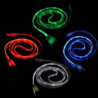 gradient glow led micro usb cable lighting noodle data wire for iphone x 7 8 plus usb android type c cable microusb charge cord