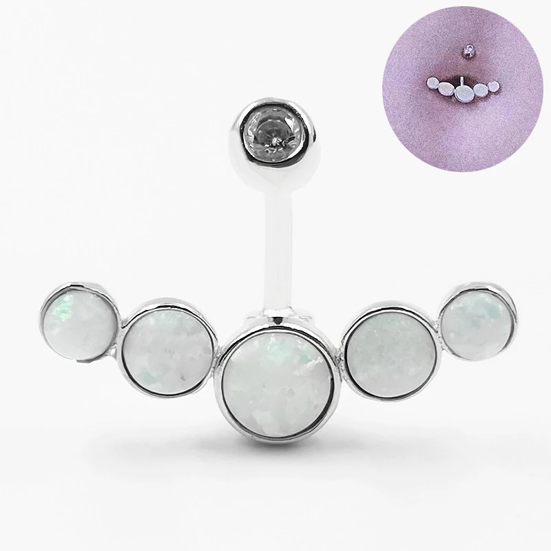 Кольцо для пупка из серебра 925 пробы с опалом | Украшения и аксессуары