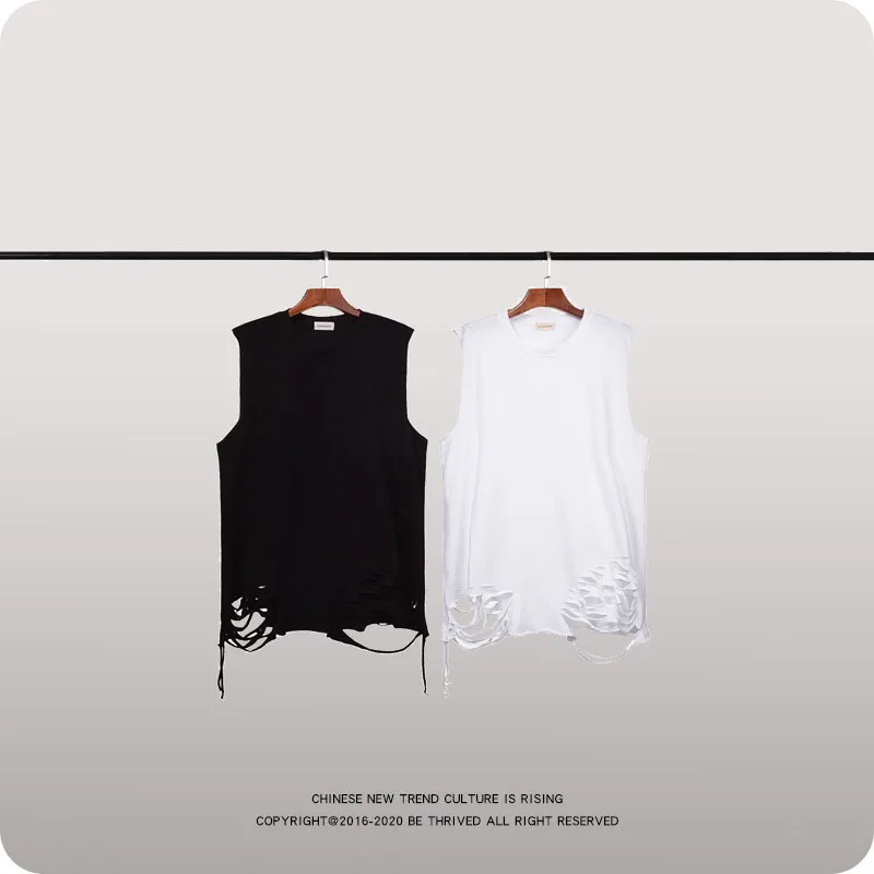 

Cool and Retro High Street in 2020 summer with cut out trend and sleeveless men's T-shirt vest