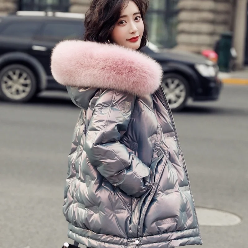 

Winter Coat Women Hooded Parkas Puffer Jacket Fur Collar Jackets for Women 2021 Female Short Loose Clothes Abrigo Mujer HLY205