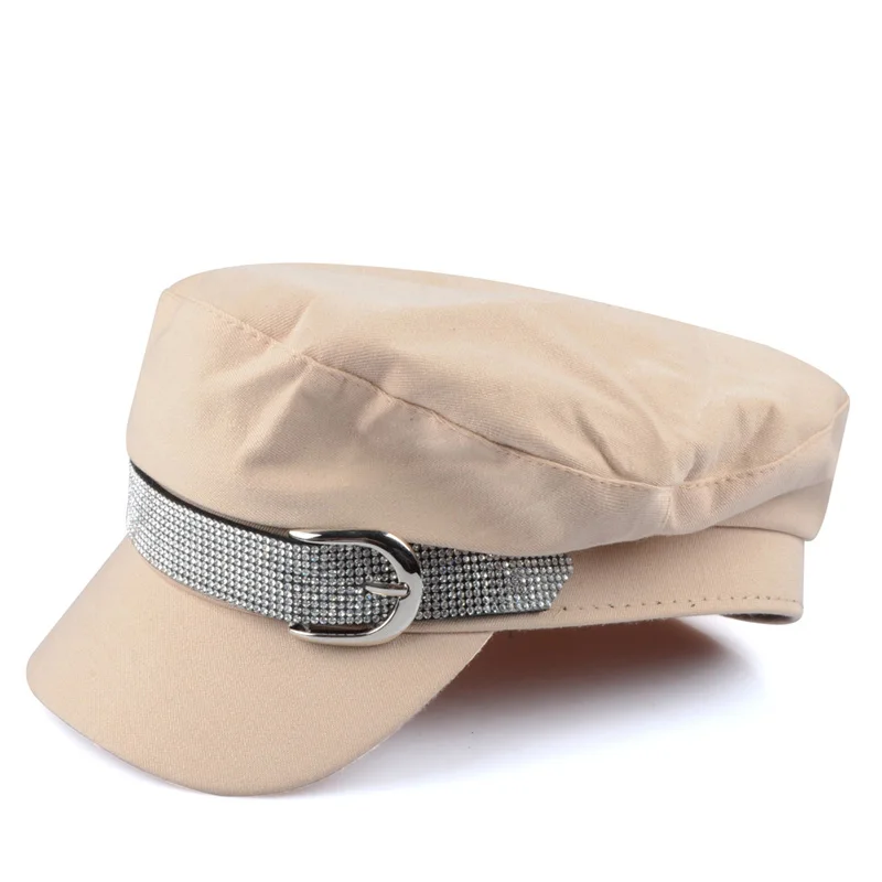 DYLAOPAN New Fashion Military Hat Autumn Sailor Caps For Women Men Belt Berets flat top Female travel cadet hats Captain Cap | Аксессуары