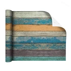 Настенная бумага с деревенскими досками, самоклеящаяся бумага для стен, предварительно наклеенная, синие, зеленые, черные разноцветные полоски из дерева