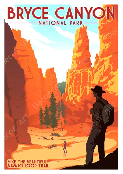 Поп арт Брайс каньон национальный парк Юта путешествия холст картины старинные