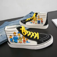 fashion high top mens vulcanize shoes 2021 cartoon printed flat canvas shoes men casual outdoor couple canvas sneakers male