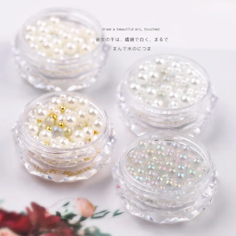 1 Box New Charm Ribbon Ballet Shoes Nail Art Steel Ball Highlight Pearl Bubble Mixed Size Shiny 3d Design Decoration B01-07 | Красота и