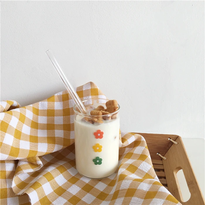 Корейская Милая стеклянная чашка креативная простая прозрачная для воды кафе