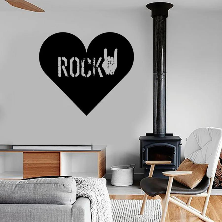 Настенная виниловая наклейка на стену с изображением рок-сердца и любовных