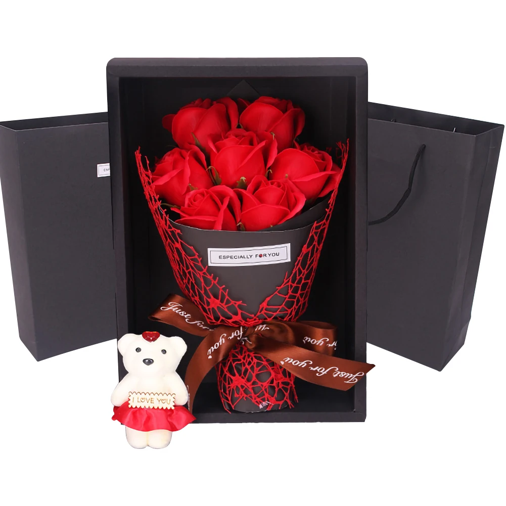 Home Decoration Simulation 7 Rose Soap Flower Gift Box Small Bouquet Christmas Valentine day for wedding decoration gift | Дом и сад
