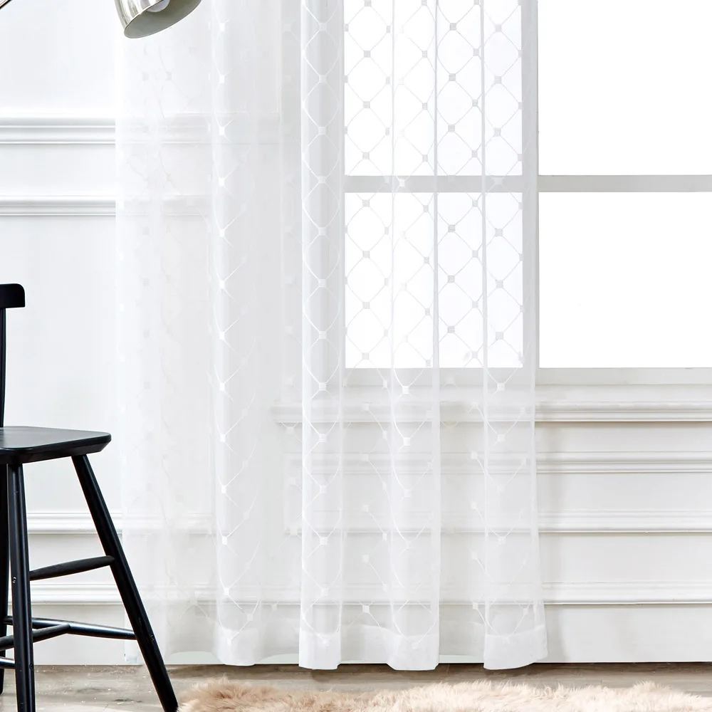 Занавески Из Тюля в белую клетку для гостиной занавески с геометрическим