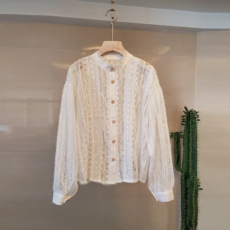 HAMALIEL новинка 2020 весна-осень кружевная рубашка топы высокое качество роскошные