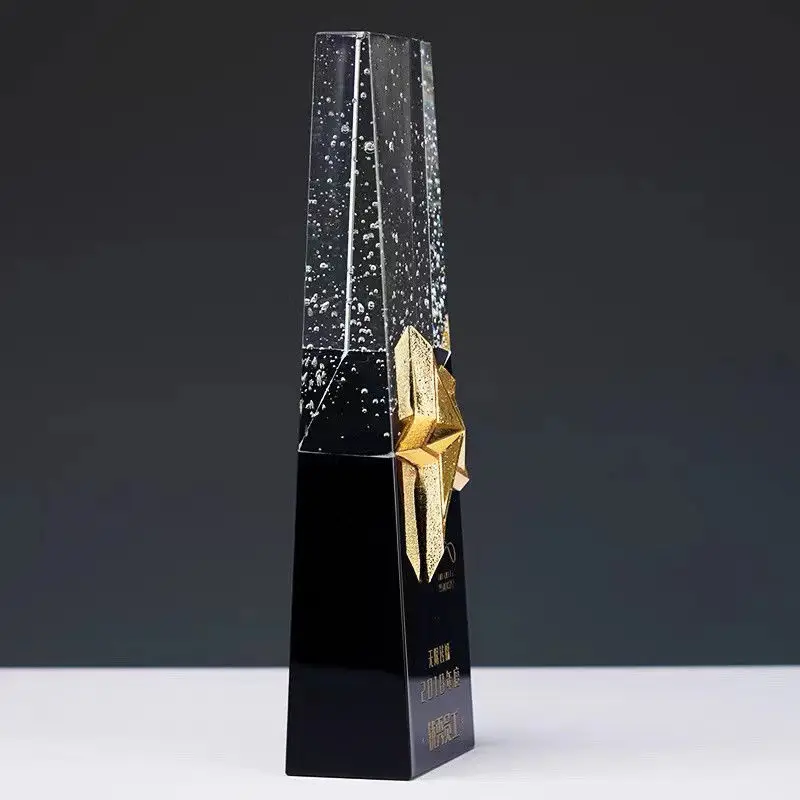 Creative black and white stitching star crystal trophy custom lettering honor competition awards commemorative decorative | Дом и сад
