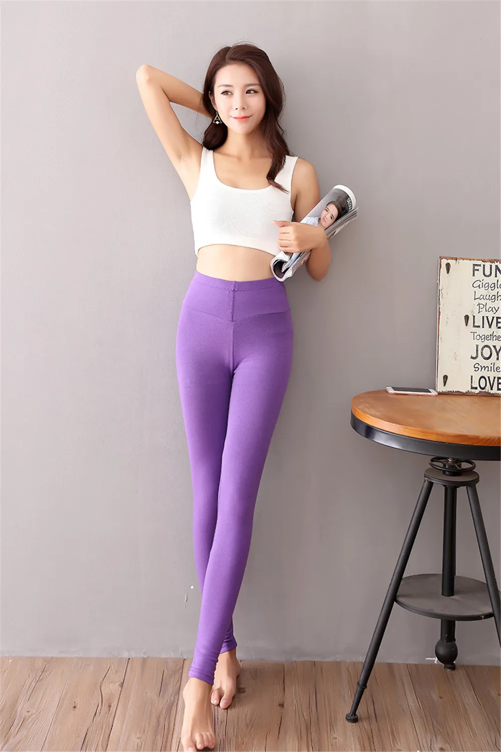 

Women's Cotton Single Thin Warm Autumn Pants High Waist Slim Stretch Pants