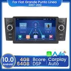 Автомобильный мультимедийный DVD-плеер, 8 ядер, 2 Din, Android 10,0, 4G LTE, для Fiat Punto Grande Linea 2007-2012, GPS-навигация, радио, экран
