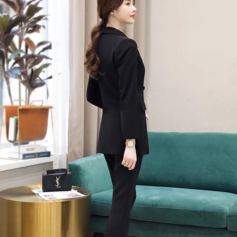 Женский двубортный пиджак Lenshin блейзер с длинным рукавом модная одежда для