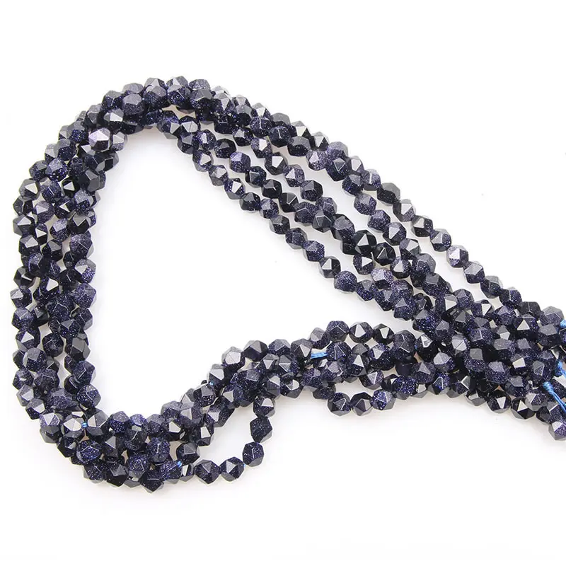 Оптовая продажа бусины из натурального камня с гранями голубой песчаник для