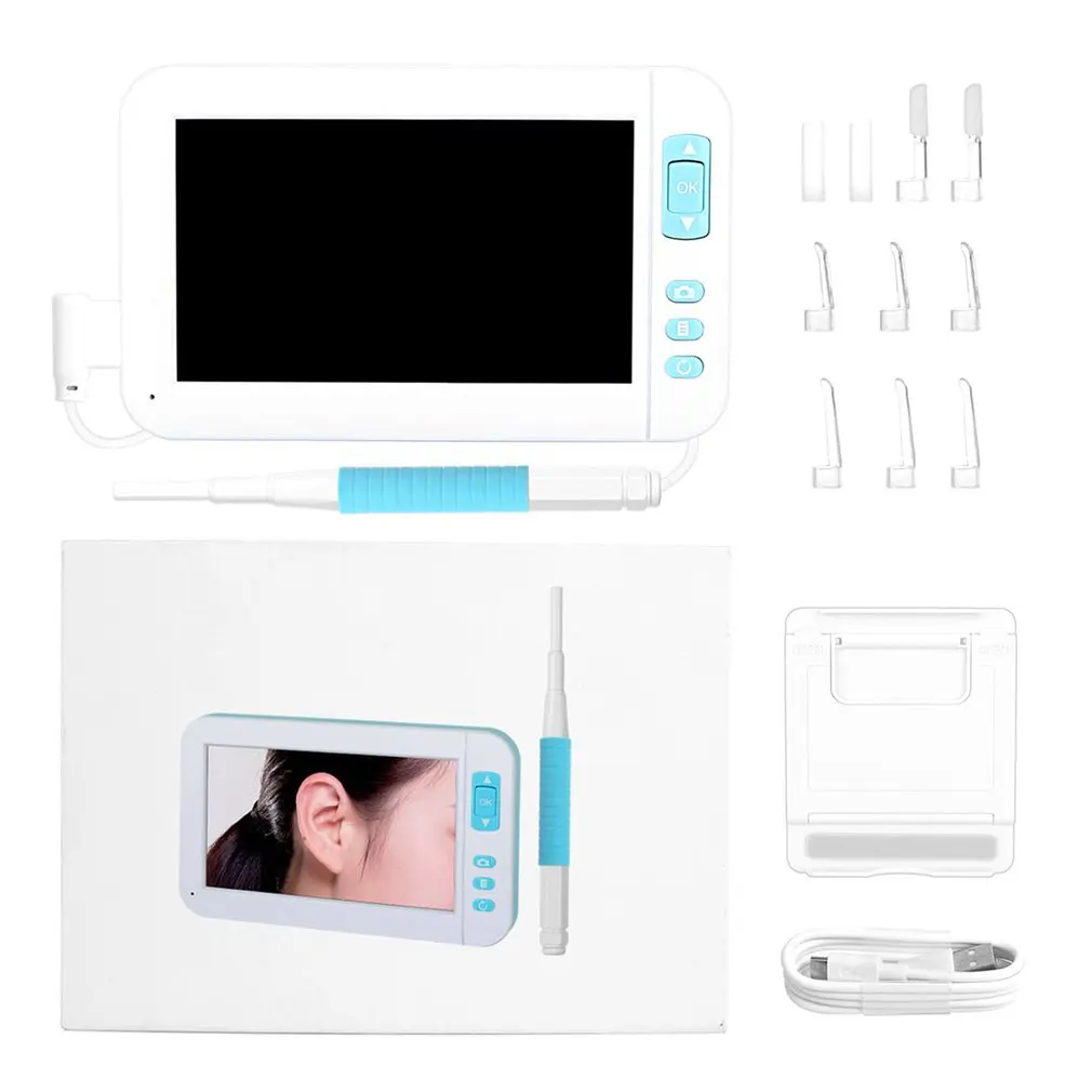 

Endoscope P20 Visual Otoscope 4.3 Inch Screen Visual Endoscope 6 LED Light Ear Pick 2 Million Pixel Handheld Endoscope