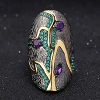 huitan black punk ring for women newly design diverse zircon color female party accessories cool daily wear hot jewelry size5 12