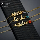 Spark заказной фианит имя браслет из нержавеющей стали персонализированные буквы Регулируемая цепь браслеты для женщин подарок для девочек