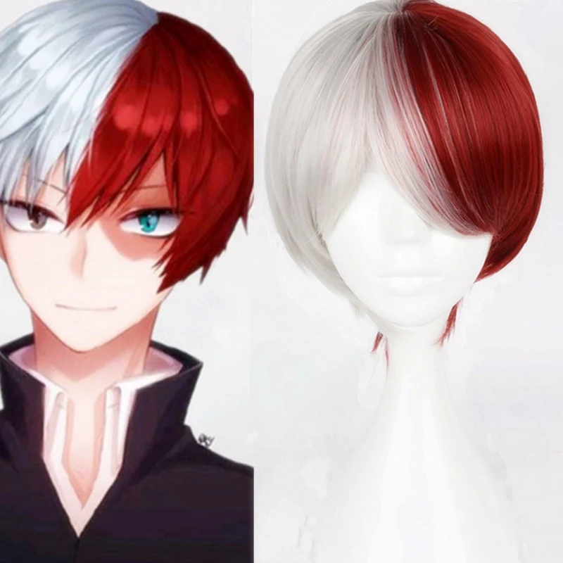 

My Hero Academia Boku no Hiro Akademia Shoto Todoroki Shouto White And Red Cosplay Wig+Wig Cap