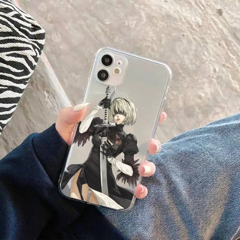 

Anime Nier Automata 2b Phone Case For iphone 12 11 8 7 6s 6 5 5s 5c se plus mini x xs xr pro max Transparent soft
