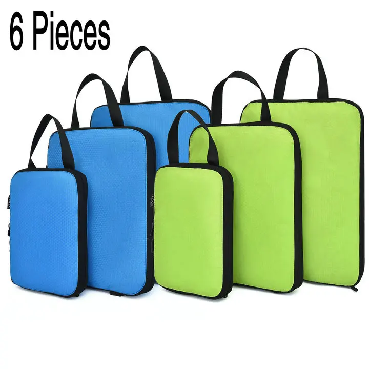 6pcs Blue and Green Soperwillton компрессионные упаковочные кубики, набор косметических сумок, нейлоновая дорожная сумка для мужчин и женщин, органайзер для путешествий, аксессуары - Цвет: 6pcs Blue and Green