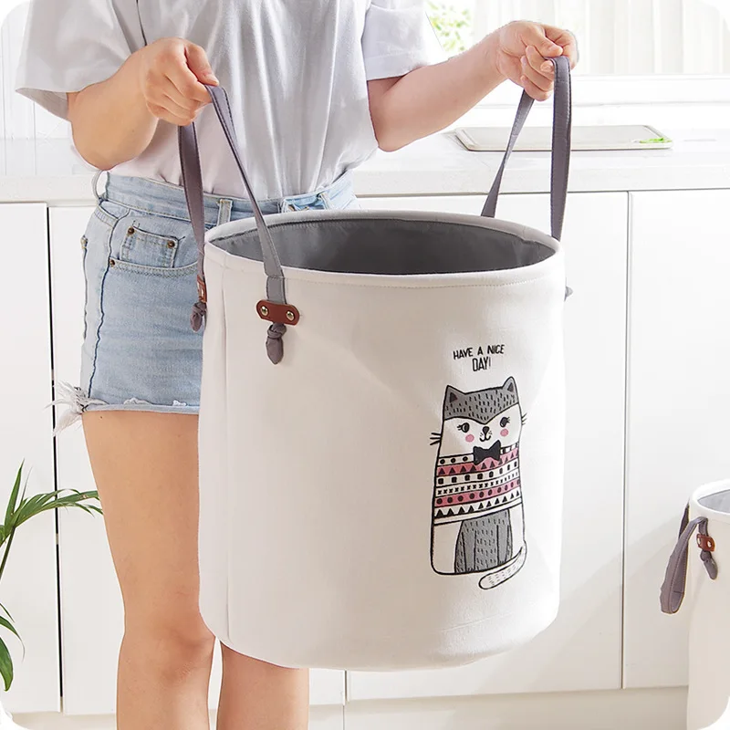 

EVA Canvas Folding Laundry Basket Cartoon Storage Barrel Standing Toy Clothing Storage Bucket Laundry Organizer Clothing Holder