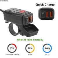 motorcycle waterproof phone charger qc 3 0 square dual usb super fast wired charging hd digital display mobile charger equipment