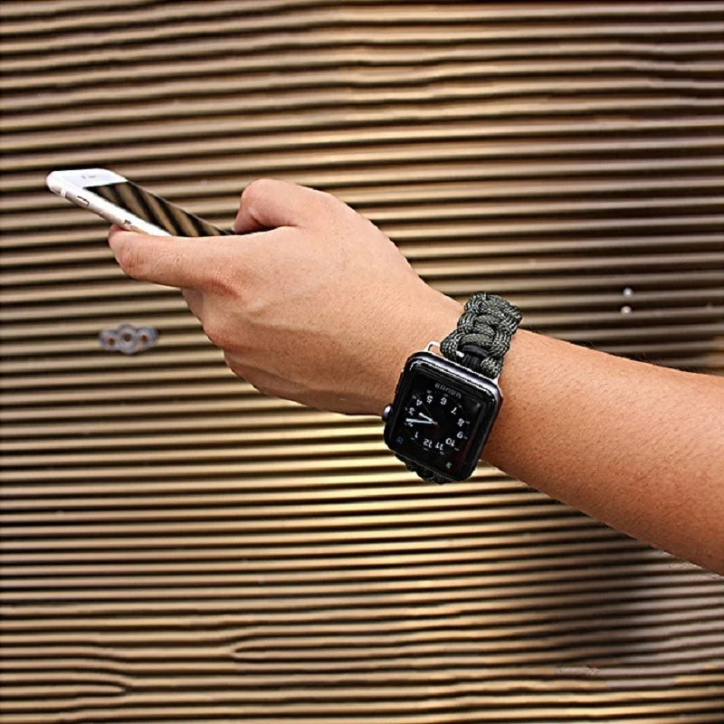 Ручной работы, нейлоновый ремешок для наручных часов Apple Watch, версии 5/4/3/2/1, спортивный кожаный браслет, 42 мм, длина-44 мм, ремешок для наручных часов iwatch, ремешок