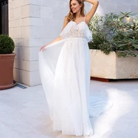 princess lace wedding dresses for women boho spaghetti straps appliqued princess bridal gowns 2021 vintage soft tulle a line