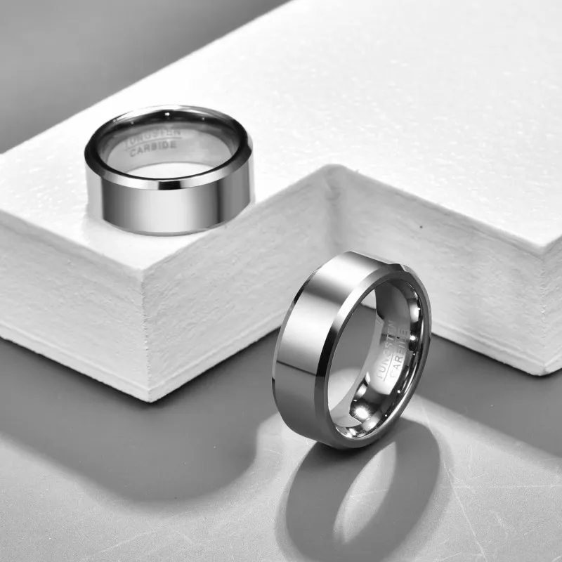

8MM Classic 100% Tungsten Carbide Ring for Men Wedding Bands Tungsten Rings