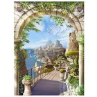 Приморский город 5D Diy Алмазная вышивка море пейзаж Вышивка крестиком полный квадрат круглые стразы цветок сад стены StickersZP-3931