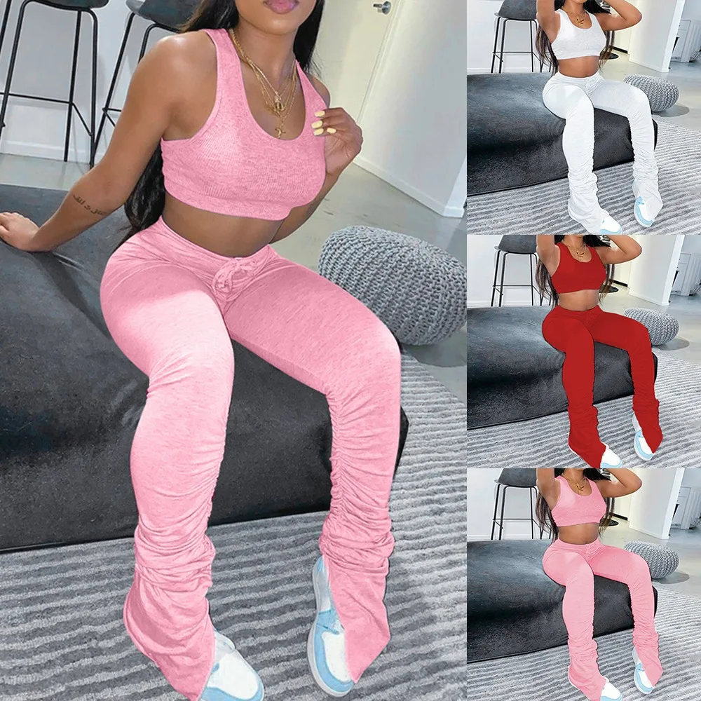 Брюки женские расклешенные с высокой талией спортивные штаны в складку джоггеры