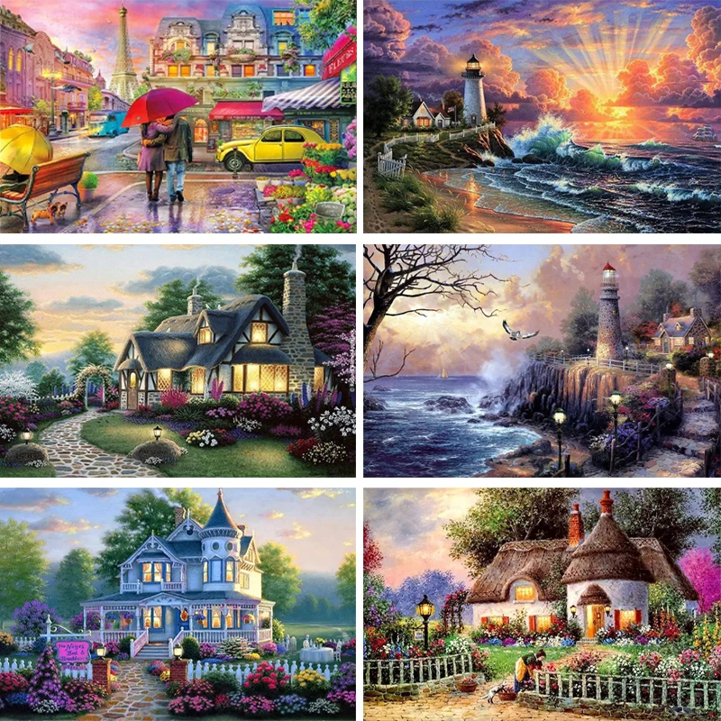 

Diamond Painting Scenery Garden Cross Stitch Full Drill Round Diamond Mosaic Embroidery 5D Beautiful Picture of Rhinestone Sale