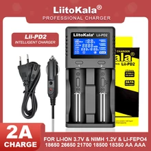 Liitokala-cargador de batería de litio, Lii-PD2, Lii-PD4, 3,2 V, 3,7 V, 3,8 V, 1,2 V, 25500 V, 18650, 18350, 26650, 20700, 14500, NiMH, LiFePO4
