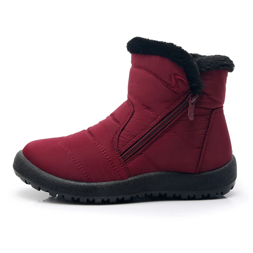 KANCOOLD/зимние ботинки женские зимние на молнии Модные ботильоны платформе с теплым
