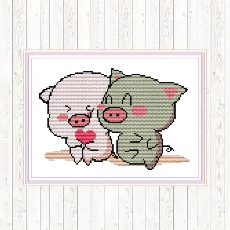 Набор для вышивки парной свиньи крестиком из хлопчатобумажной ткани DMC 14 карат 11 |