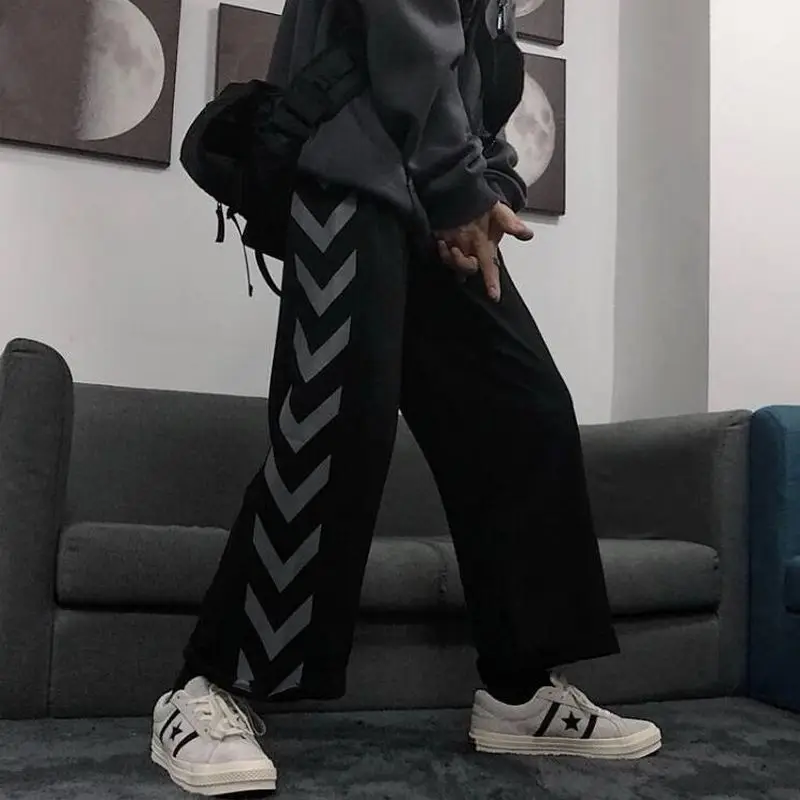 

Harajuku Retro Women Pants Thorns Printed Elastic Waist Loose Wide Leg Pants Fashion Streetwear Grunge Dark Casual Pants Unisex
