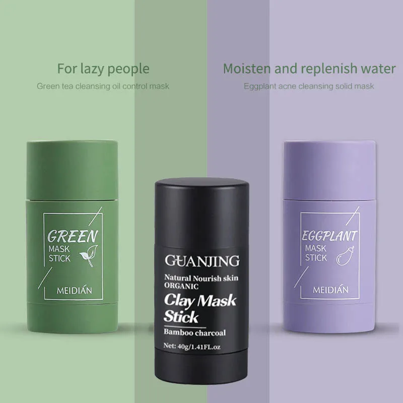 Зелёный чай Очищающая маска баклажаны с бамбуковым древесным углем масло